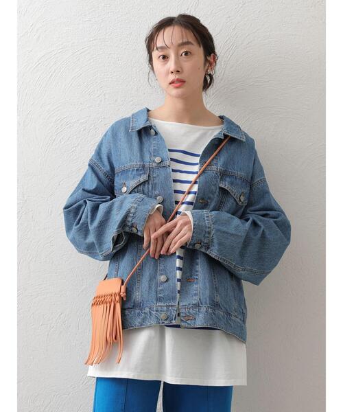 Green　Parks（グリーンパークス）の「オーバーサイズデニムジャケット＊（デニムジャケット・レディース・インディゴブルー・FREE）」の5枚目の写真