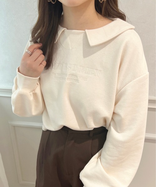apres jour(アプレジュール)の「襟付きショート丈スウェット【ZOZOTOWN限定アイテム】(スウェット・レディース・ネイビー/ナチュラル/アイボリー・X-LARGE/フリー)」の6枚目の写真