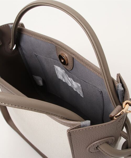 LOWELL things（ロウェル　シングス）の「スクエアファブリックトート（トートバッグ・レディース・ブラウン/グレイッシュベージュ・フリー）」の4枚目の写真