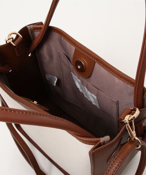 LOWELL things（ロウェル　シングス）の「スクエアファブリックトート（トートバッグ・レディース・ブラウン/グレイッシュベージュ・フリー）」の5枚目の写真