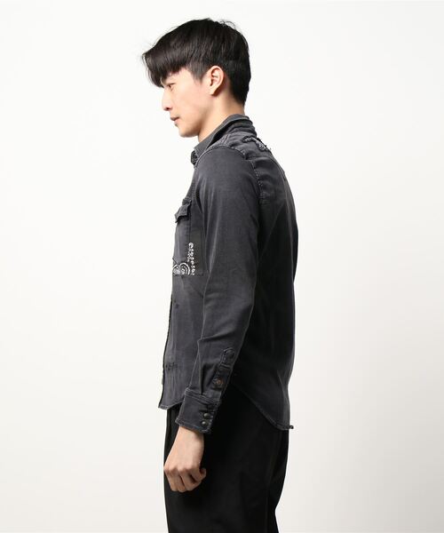 surt（サート）の「SURT（サート）BANDANA SH/バンダナシャツ/デニムシャツ（シャツ/ブラウス・メンズ・ブラック・X-SMALL）」の2枚目の写真