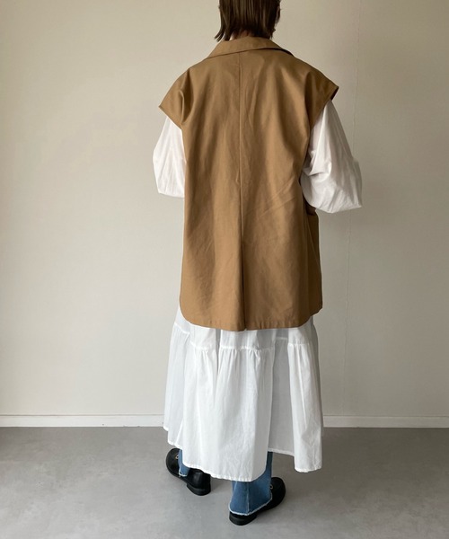 y/m by misato（イムバイミサト）の「リネンライクテーラードベスト（ベスト・レディース・ブラック/キャメル・FREE）」の14枚目の写真