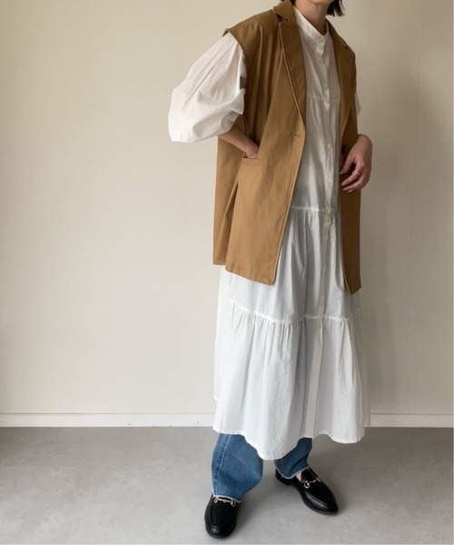 y/m by misato（イムバイミサト）の「リネンライクテーラードベスト（ベスト・レディース・ブラック/キャメル・FREE）」の15枚目の写真