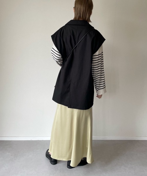 y/m by misato（イムバイミサト）の「リネンライクテーラードベスト（ベスト・レディース・ブラック/キャメル・FREE）」の11枚目の写真