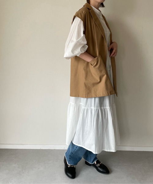 y/m by misato（イムバイミサト）の「リネンライクテーラードベスト（ベスト・レディース・ブラック/キャメル・FREE）」の16枚目の写真