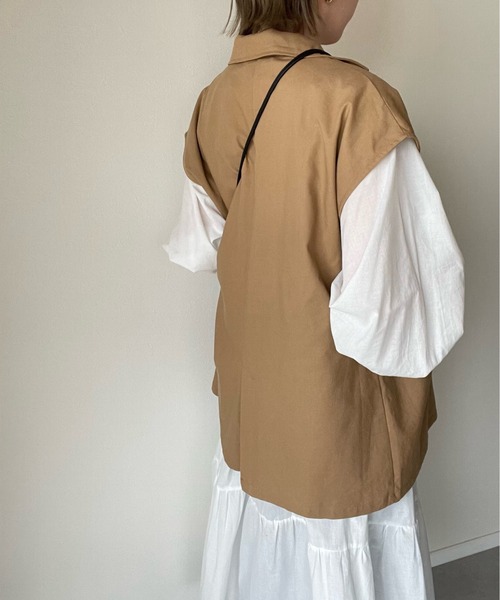 y/m by misato（イムバイミサト）の「リネンライクテーラードベスト（ベスト・レディース・ブラック/キャメル・FREE）」の5枚目の写真