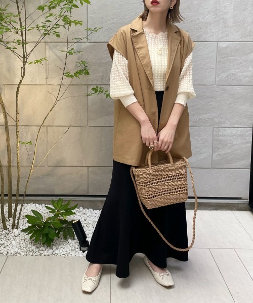 y/m by misato（イムバイミサト）の「リネンライクテーラードベスト（ベスト・レディース・ブラック/キャメル・FREE）」の18枚目の写真