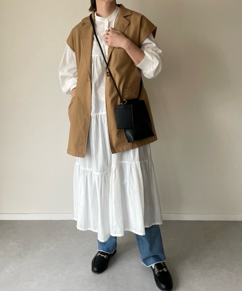 y/m by misato（イムバイミサト）の「リネンライクテーラードベスト（ベスト・レディース・ブラック/キャメル・FREE）」の19枚目の写真