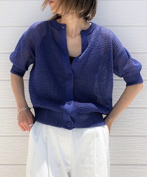 Q | ストローヤーン5分袖カーデ(カーディガン/ボレロ)