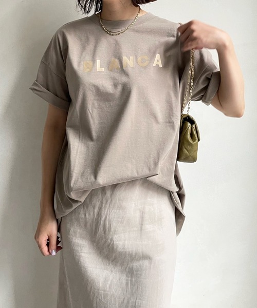 DouDou（ドゥドゥ）の「BLANCA T（Tシャツ/カットソー・レディース・チャコールグレー/オフホワイト/グレイッシュベージュ・FREE）」の3枚目の写真