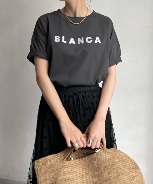 DouDou（ドゥドゥ）の「BLANCA T（Tシャツ/カットソー・レディース・チャコールグレー/オフホワイト/グレイッシュベージュ・FREE）」の9枚目の写真