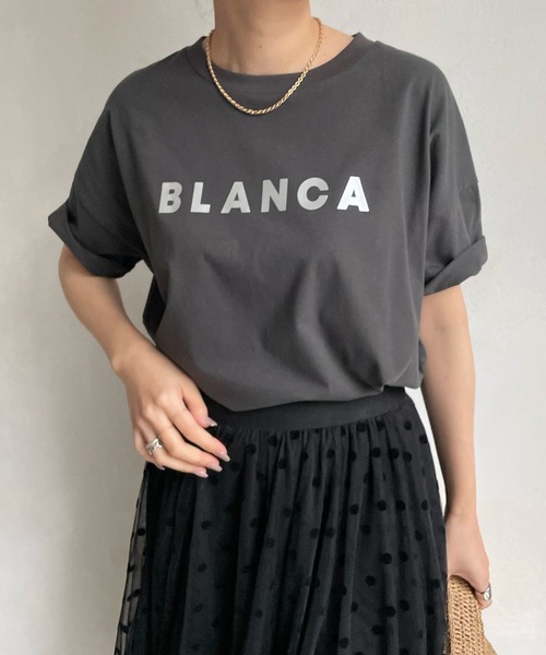 DouDou（ドゥドゥ）の「BLANCA T（Tシャツ/カットソー・レディース・チャコールグレー/オフホワイト/グレイッシュベージュ・FREE）」の10枚目の写真