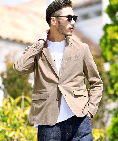 roshell（ロシェル）の「綿麻ストレッチテーラードジャケット サマージャケット（テーラードジャケット・メンズ・ブラック/ネイビー/カーキ/グレー系その他/ライトベージュ・MEDIUM/LARGE/X-LARGE）」の3枚目の写真