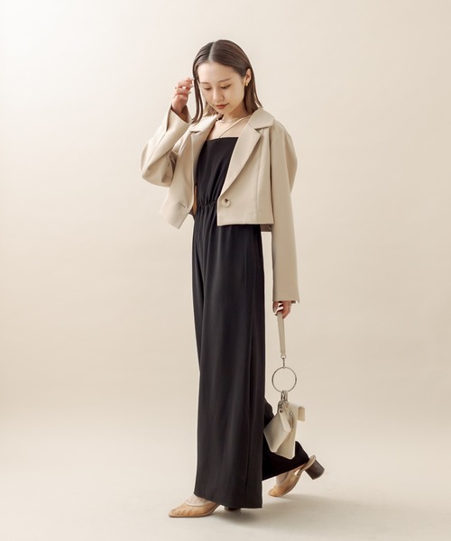 mline（エムライン）の「[mline] キャミサロペット（サロペット/オーバーオール・レディース・オフホワイト/ブラック/ベージュ・FREE）」の4枚目の写真