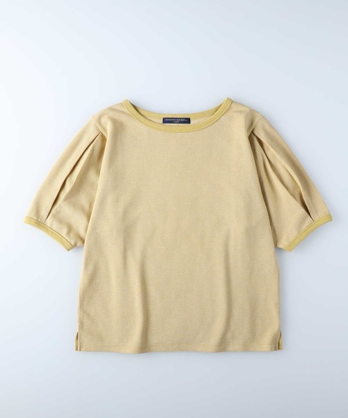 HONEYSUCKLE ROSE(ハニーサックルローズ)の「【HONEYSUCKLE ROSE】パフスリーブボーダーT(Tシャツ/カットソー・レディース・ブラック/ブラウン/イエロー・M/L)」の1枚目の写真