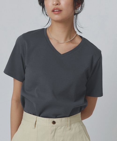 RASW(ラス)の「RASW 選べるネックコーマコットンベーシックTシャツ(Tシャツ/カットソー・レディース・ライトグレー/ブラック/ネイビー/オフホワイト/ホワイト系その他/ブラック系その他/グレー系その他/ネイビー系/チャコール/ブルー系その他/ダークネイビー/グレー系・M/L)」の8枚目の写真