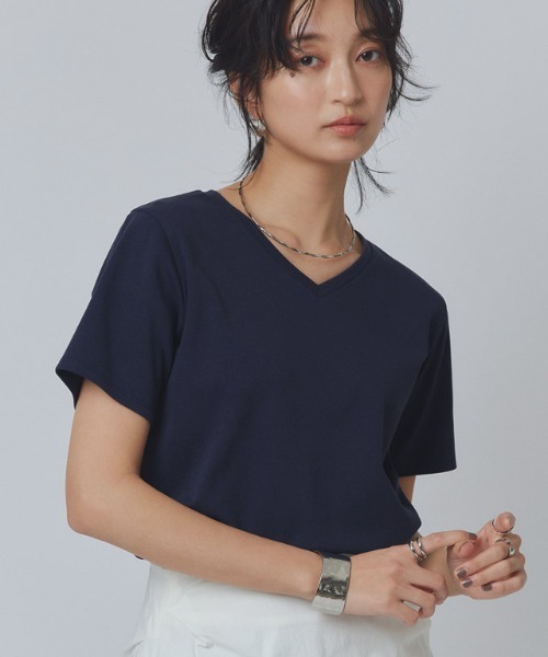 RASW(ラス)の「RASW 選べるネックコーマコットンベーシックTシャツ(Tシャツ/カットソー・レディース・ライトグレー/ブラック/ネイビー/オフホワイト/ホワイト系その他/ブラック系その他/グレー系その他/ネイビー系/チャコール/ブルー系その他/ダークネイビー/グレー系・M/L)」の10枚目の写真