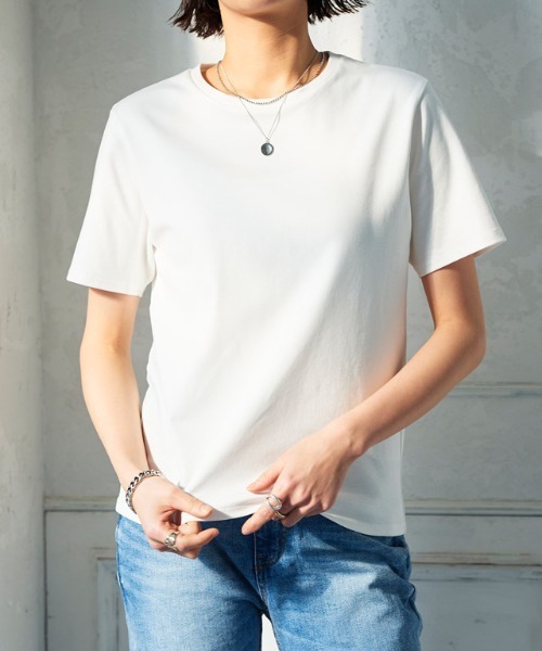 RASW(ラス)の「RASW 選べるネックコーマコットンベーシックTシャツ(Tシャツ/カットソー・レディース・ライトグレー/ブラック/ネイビー/オフホワイト/ホワイト系その他/ブラック系その他/グレー系その他/ネイビー系/チャコール/ブルー系その他/ダークネイビー/グレー系・M/L)」の17枚目の写真