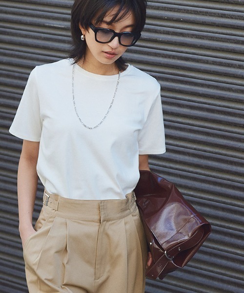 トップス R.M.A ラメリブクルーネックトップス【洗濯機洗い可】（カットソー