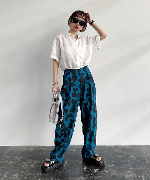 PAGEBOY(ページボーイ)の「ジオメトパターンパンツ(その他パンツ・レディース・ターコイズブルー/ブラック・FREE)」の10枚目の写真