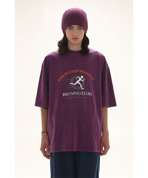 MASONPRINCE(メイソンプリンス)の「【MASONPRINCE】Oversized vintage processing running club TEE DT3137(Tシャツ/カットソー・メンズ・パープル/ダークグレー/ホワイト・S/L/M)」の3枚目の写真