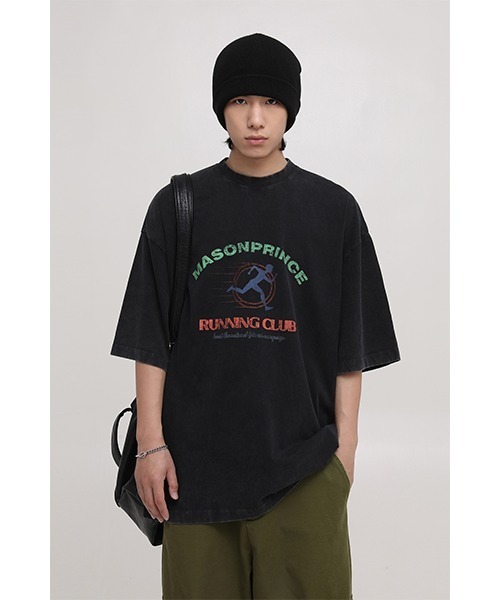 MASONPRINCE(メイソンプリンス)の「【MASONPRINCE】Oversized vintage processing running club TEE DT3137(Tシャツ/カットソー・メンズ・パープル/ダークグレー/ホワイト・S/L/M)」の2枚目の写真