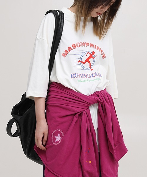 MASONPRINCE(メイソンプリンス)の「【MASONPRINCE】Oversized vintage processing running club TEE DT3137(Tシャツ/カットソー・メンズ・パープル/ダークグレー/ホワイト・S/L/M)」の9枚目の写真