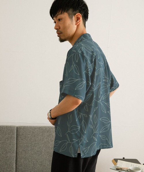 ITEMS URBANRESEARCH（アイテムズ アーバンリサーチ）の「リーフプリント オープンカラー半袖シャツ（シャツ/ブラウス・メンズ・ベージュ/ネイビー/グリーン・MEDIUM/LARGE）」の11枚目の写真