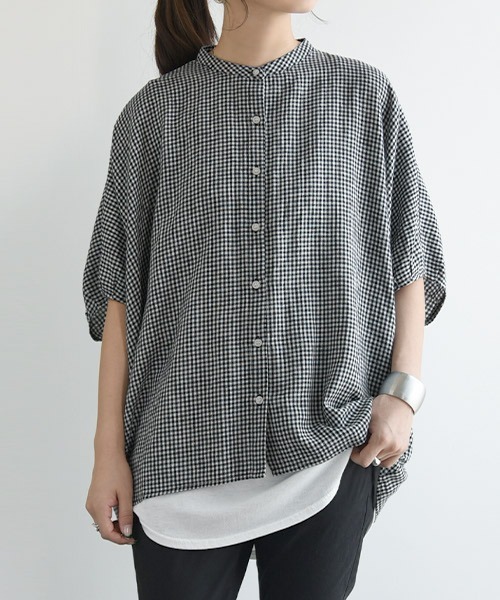 and it_(アンドイット)の「バンドカラードルマンブラウス(シャツ/ブラウス・レディース・アイボリー/ストライプ/チェック・M-L)」の7枚目の写真