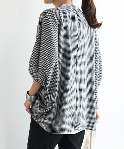 and it_(アンドイット)の「バンドカラードルマンブラウス(シャツ/ブラウス・レディース・アイボリー/ストライプ/チェック・M-L)」の10枚目の写真