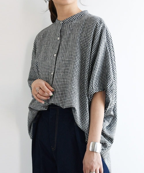 and it_(アンドイット)の「バンドカラードルマンブラウス(シャツ/ブラウス・レディース・アイボリー/ストライプ/チェック・M-L)」の17枚目の写真