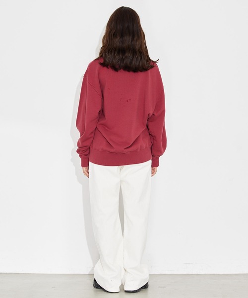 X-girl（エックスガール）の「COLLEGE LOGO CREW SWEAT TOP（スウェット・レディース・ネイビー/バーガンディー/チャコール・S/M/L/XL）」の10枚目の写真