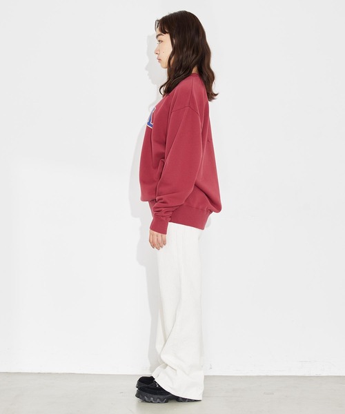 X-girl（エックスガール）の「COLLEGE LOGO CREW SWEAT TOP