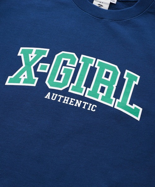X-girl（エックスガール）の「COLLEGE LOGO CREW SWEAT TOP（スウェット・レディース・ネイビー/バーガンディー/チャコール・S/M/L/XL）」の20枚目の写真