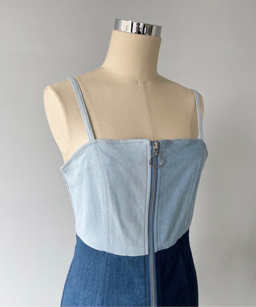 SANSeLF（サンセルフ）の「パッチワークデニムキャミソール【SANSeLF】sanw22s082（ワンピース・レディース・ブルー・FREE）」の15枚目の写真