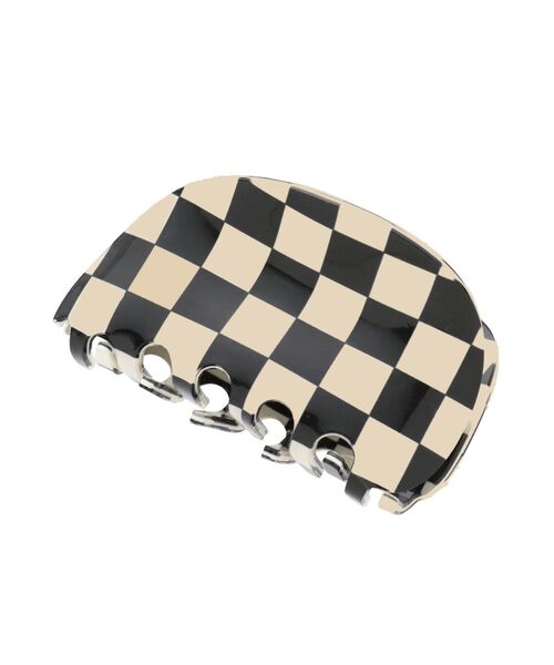 MURUA（ムルーア）の「ラウンドチェッカークリップ（バレッタ/ヘアクリップ・レディース・ホワイト/ベージュ・FREE）」の3枚目の写真
