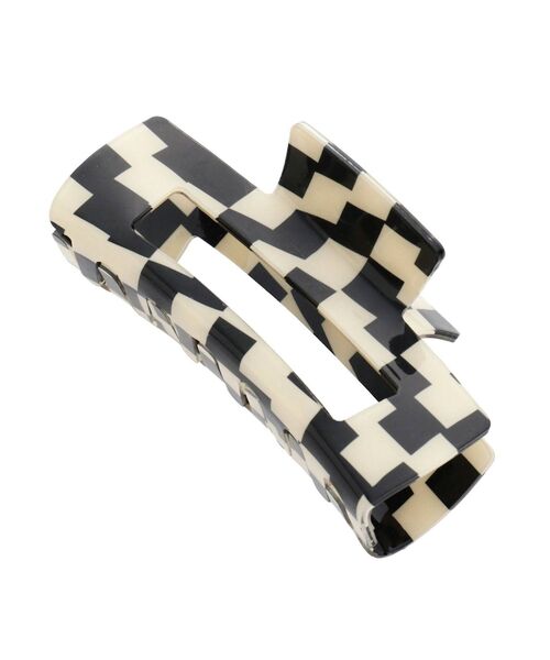 MURUA（ムルーア）の「ラウンドチェッカークリップ（バレッタ/ヘアクリップ・レディース・ホワイト/ベージュ・FREE）」の9枚目の写真