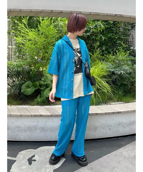 jouetie（ジュエティ）の「シアーパターンサマーシャツ【セットアップ対応】（シャツ/ブラウス・レディース・オフホワイト/ピンク/ブルー・MEDIUM）」の7枚目の写真