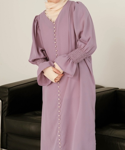 Bab（バブ）の「エニーボタンワンピース（ワンピース・レディース・チャコールグレー/パープル/アイボリー/モカ・M）」の4枚目の写真