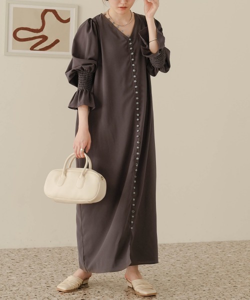 Bab（バブ）の「エニーボタンワンピース（ワンピース・レディース・チャコールグレー/パープル/アイボリー/モカ・M）」の21枚目の写真