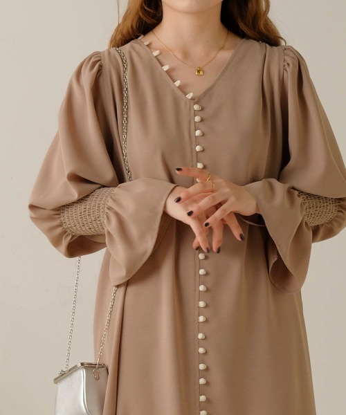 Bab（バブ）の「エニーボタンワンピース（ワンピース・レディース・チャコールグレー/パープル/アイボリー/モカ・M）」の7枚目の写真