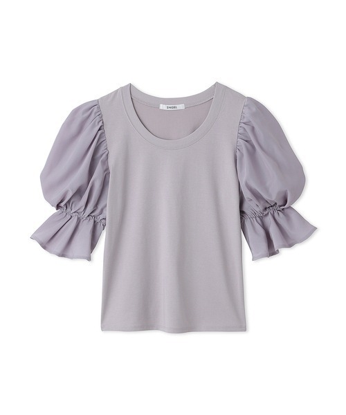 SNIDEL(スナイデル)の「ボリュームショルダーカットTOPS(Tシャツ/カットソー・レディース・ホワイト/ブラック/ラベンダー・FREE)」の1枚目の写真