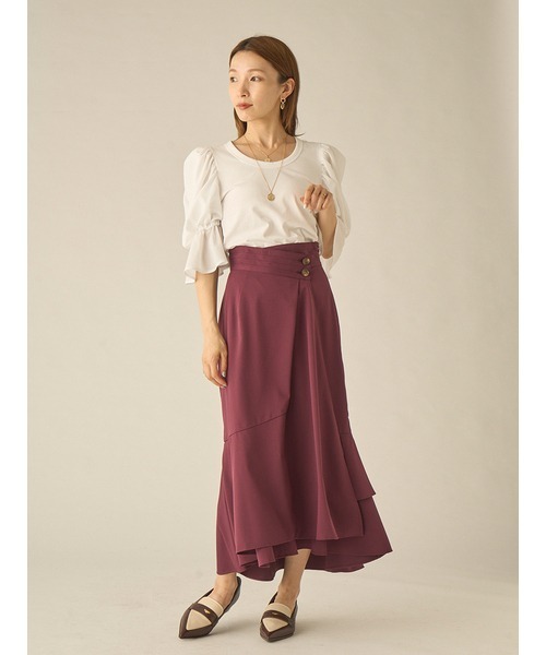 SNIDEL(スナイデル)の「ボリュームショルダーカットTOPS(Tシャツ/カットソー・レディース・ホワイト/ブラック/ラベンダー・FREE)」の4枚目の写真