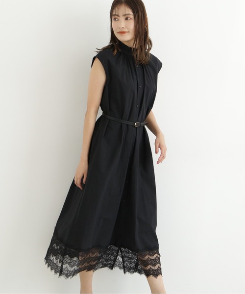 NATURAL BEAUTY BASIC（ナチュラルビューティーベーシック）の「裾レースワンピース（ワンピース・レディース・オフホワイト/ブラック・MEDIUM）」の2枚目の写真