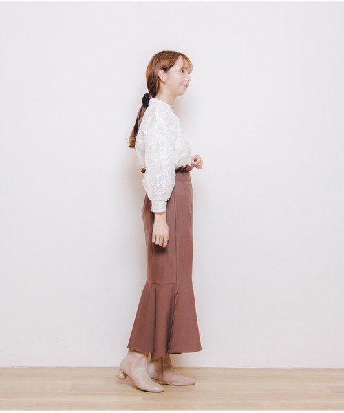 flower（フラワー）の「バンドカラーバルーンブラウス（シャツ/ブラウス・レディース・ピンク/アイボリー・FREE）」の5枚目の写真