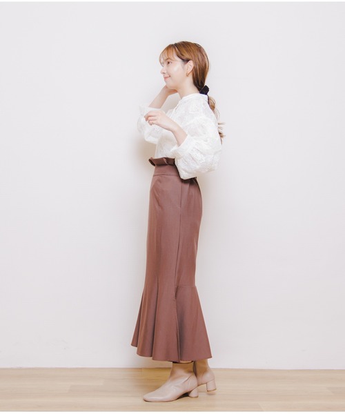 flower（フラワー）の「バンドカラーバルーンブラウス（シャツ/ブラウス・レディース・ピンク/アイボリー・FREE）」の7枚目の写真