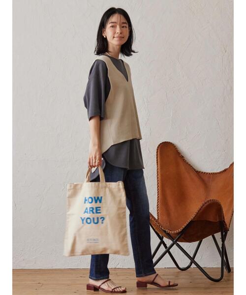AMERICAN HOLIC（アメリカンホリック）の「メッセージプリント2WAYショルダー（トートバッグ・レディース・ナチュラル/カーキ/ベージュ・FREE）」の16枚目の写真