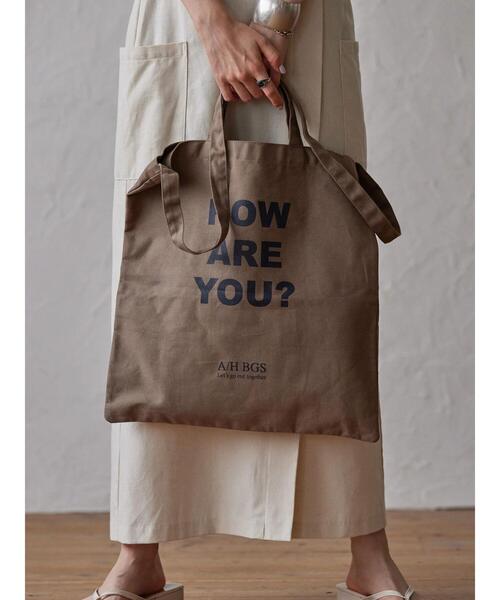 AMERICAN HOLIC（アメリカンホリック）の「メッセージプリント2WAYショルダー（トートバッグ・レディース・ナチュラル/カーキ/ベージュ・FREE）」の2枚目の写真