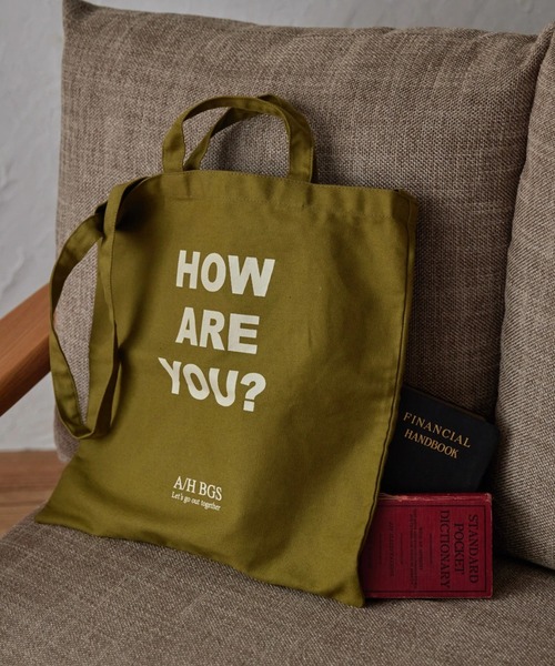 AMERICAN HOLIC（アメリカンホリック）の「メッセージプリント2WAYショルダー（トートバッグ・レディース・ナチュラル/カーキ/ベージュ・FREE）」の3枚目の写真