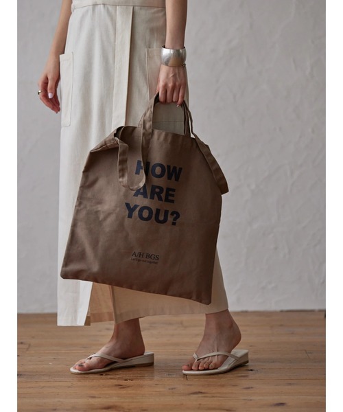 AMERICAN HOLIC（アメリカンホリック）の「メッセージプリント2WAYショルダー（トートバッグ・レディース・ナチュラル/カーキ/ベージュ・FREE）」の6枚目の写真